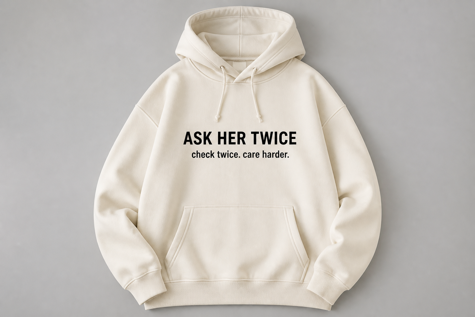 Cream ASK HER TWICE hoodie mockup