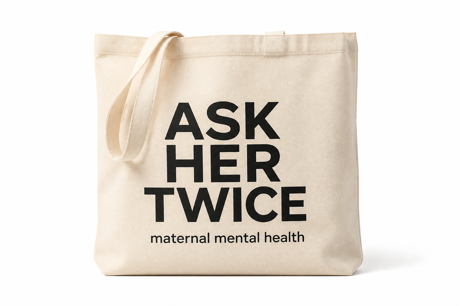 ASK HER TWICE canvas tote mockup